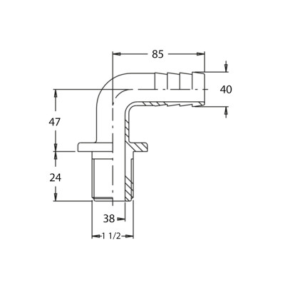 RACOR CURVO 90° C/HILO 1 1/2" D40 2
