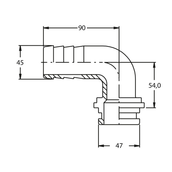 RACOR CURVO 90° PORTAMANG 2" D45