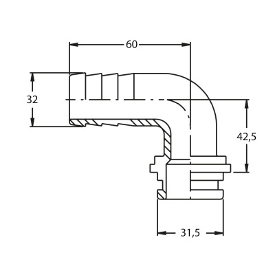 RACOR CURVO 90° PORTAMANG 1 1/4" D32 2