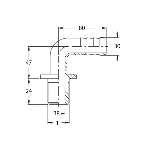 RACOR CURVO 90° C/HILO 1 1/2" D30