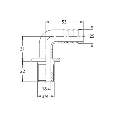 RACOR CURVO 90° 3/4" D25 2