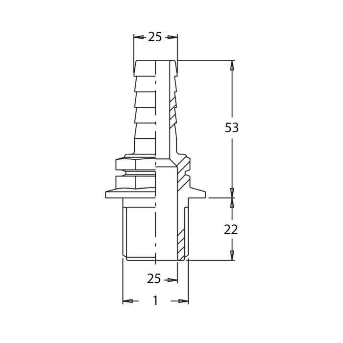 RACOR RECTO ROSCA 1"M D25