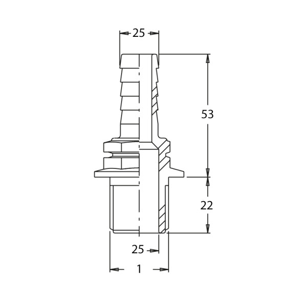 RACOR RECTO ROSCA 1"M D25